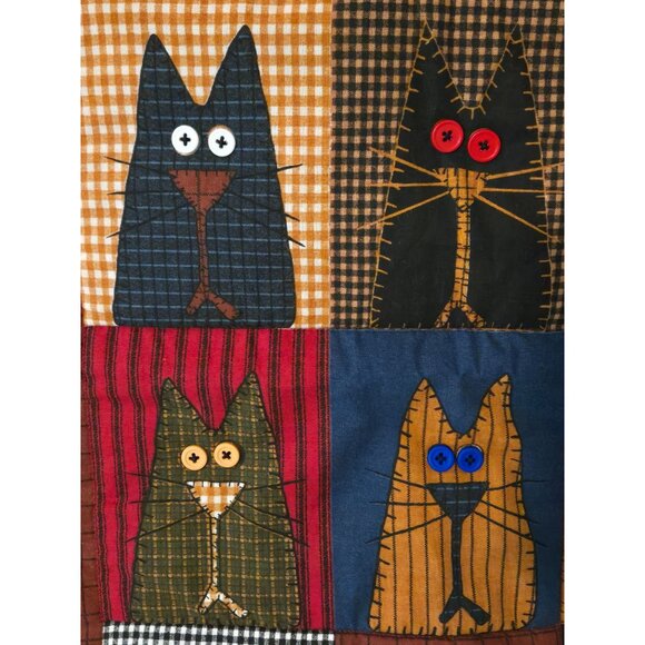 Handcrafted Alley Cat Tales Wall Hanging by Spring Industries Finished Farmhouse - Picture 2 of 9